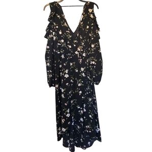 3/$15 Soprano Floral Black Cold Shoulder Maxi Dress Size Small